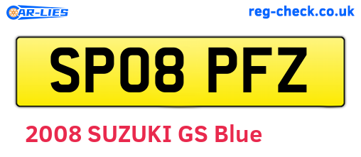 SP08PFZ are the vehicle registration plates.