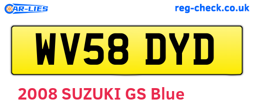 WV58DYD are the vehicle registration plates.