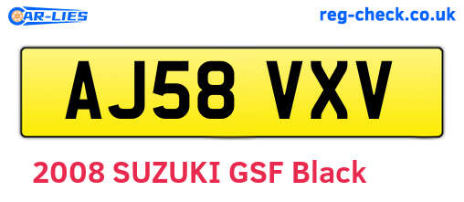 AJ58VXV are the vehicle registration plates.