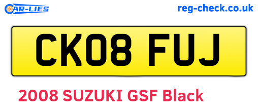 CK08FUJ are the vehicle registration plates.