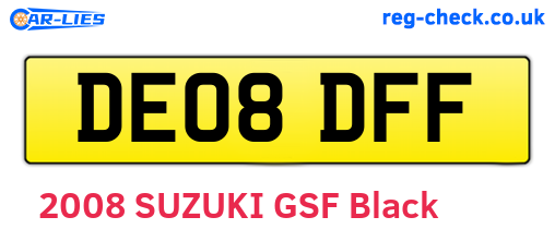 DE08DFF are the vehicle registration plates.