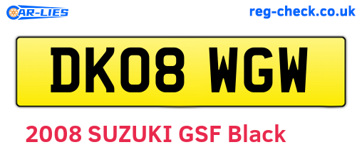 DK08WGW are the vehicle registration plates.