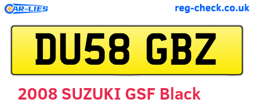 DU58GBZ are the vehicle registration plates.