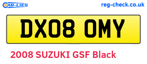 DX08OMY are the vehicle registration plates.