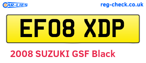 EF08XDP are the vehicle registration plates.