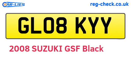 GL08KYY are the vehicle registration plates.