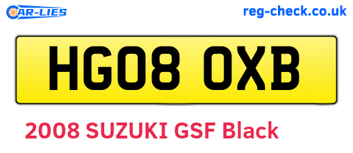 HG08OXB are the vehicle registration plates.