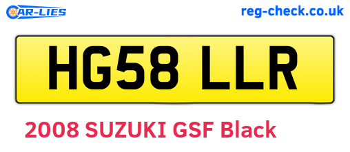 HG58LLR are the vehicle registration plates.