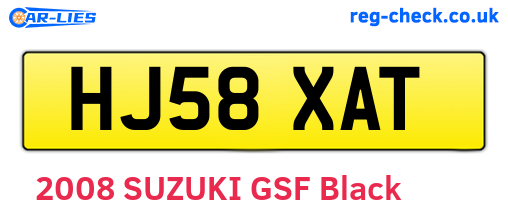 HJ58XAT are the vehicle registration plates.