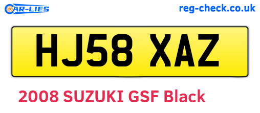 HJ58XAZ are the vehicle registration plates.