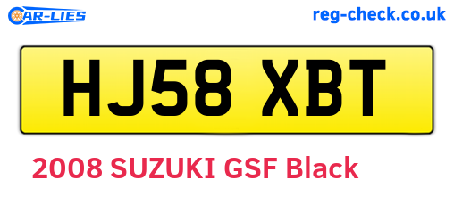 HJ58XBT are the vehicle registration plates.