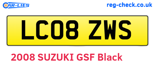 LC08ZWS are the vehicle registration plates.