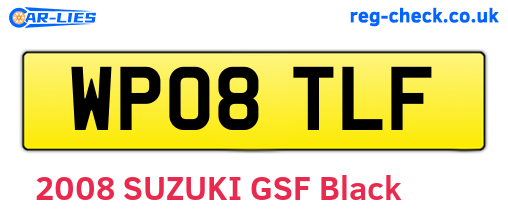 WP08TLF are the vehicle registration plates.