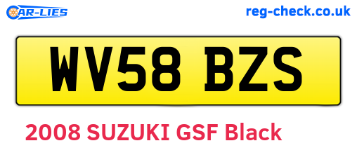 WV58BZS are the vehicle registration plates.