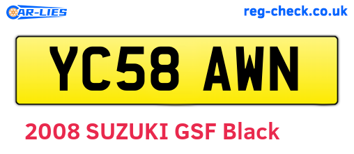 YC58AWN are the vehicle registration plates.