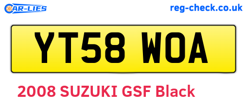 YT58WOA are the vehicle registration plates.