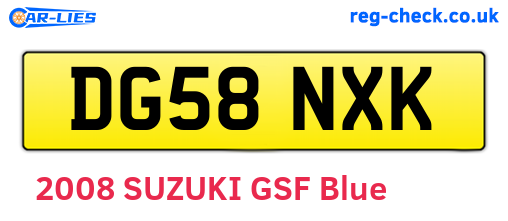 DG58NXK are the vehicle registration plates.