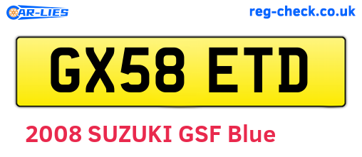 GX58ETD are the vehicle registration plates.