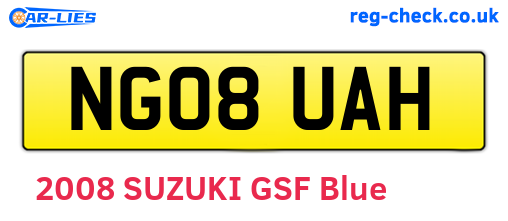 NG08UAH are the vehicle registration plates.