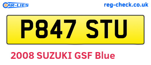 P847STU are the vehicle registration plates.
