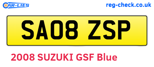 SA08ZSP are the vehicle registration plates.