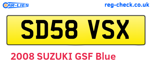SD58VSX are the vehicle registration plates.