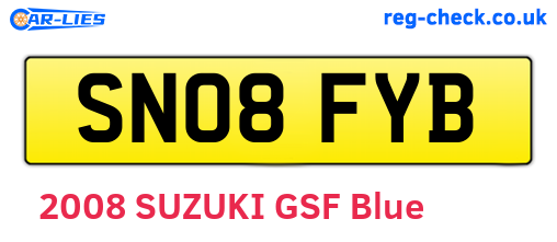 SN08FYB are the vehicle registration plates.