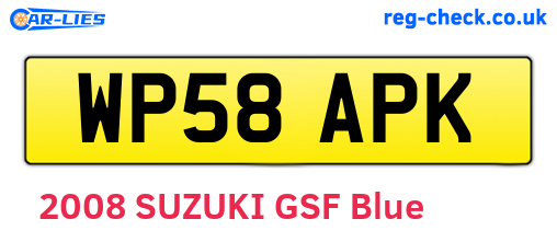 WP58APK are the vehicle registration plates.