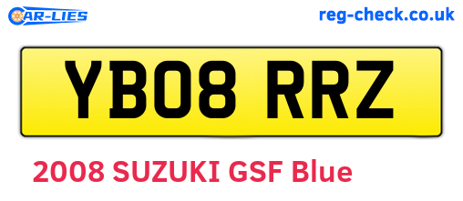 YB08RRZ are the vehicle registration plates.