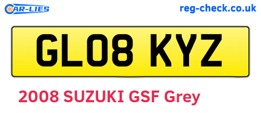 GL08KYZ are the vehicle registration plates.