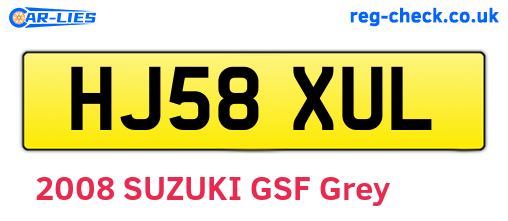 HJ58XUL are the vehicle registration plates.