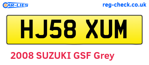 HJ58XUM are the vehicle registration plates.