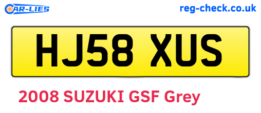 HJ58XUS are the vehicle registration plates.