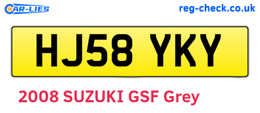 HJ58YKY are the vehicle registration plates.