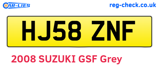 HJ58ZNF are the vehicle registration plates.