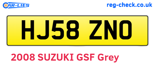 HJ58ZNO are the vehicle registration plates.