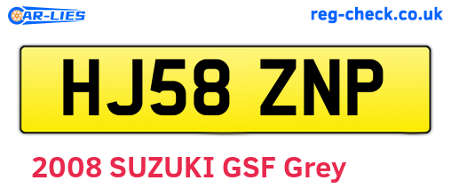 HJ58ZNP are the vehicle registration plates.