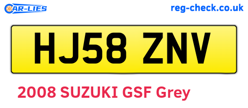 HJ58ZNV are the vehicle registration plates.