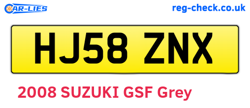 HJ58ZNX are the vehicle registration plates.