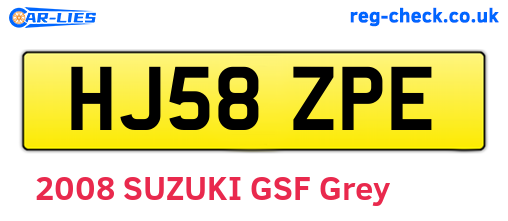 HJ58ZPE are the vehicle registration plates.