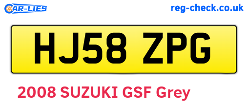 HJ58ZPG are the vehicle registration plates.