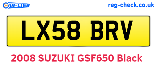 LX58BRV are the vehicle registration plates.