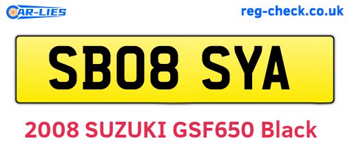 SB08SYA are the vehicle registration plates.