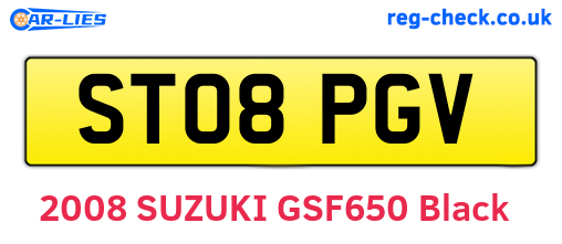 ST08PGV are the vehicle registration plates.