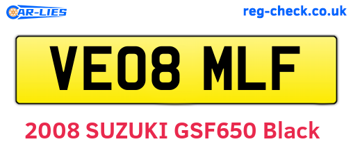 VE08MLF are the vehicle registration plates.