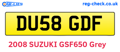 DU58GDF are the vehicle registration plates.