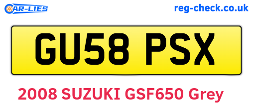 GU58PSX are the vehicle registration plates.