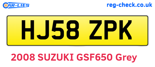 HJ58ZPK are the vehicle registration plates.