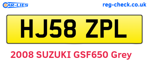 HJ58ZPL are the vehicle registration plates.