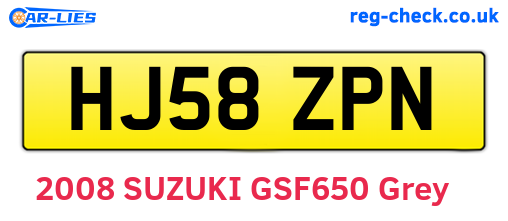 HJ58ZPN are the vehicle registration plates.